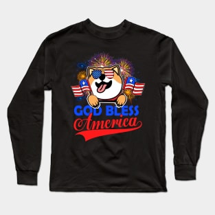 God Bless America 4th Of July Firework Dog Unisex Long Sleeve T-Shirt